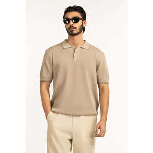 Polo coupe classique en tissu tricoté en soie de haute qualité, grande taille XL, infroissable, confortable, couleur unie foncée - Product Image 5