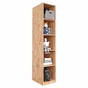 TQA68019 Armario Compacto de 5 Niveles de Madera de Caucho, Diseño Moderno y Sencillo, Mueble Minimalista para Dormitorio, Almacenamiento Plegable para Ropa - Product Image 1