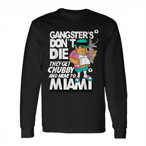 Camiseta de Manga Larga Estilo Retro Vintage Gangster Chubby in Miami, Ropa Promocional - Product Image 2