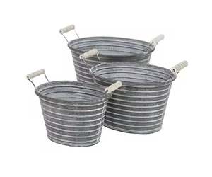 Ensemble de 3 plantes de conception fantastique conteneur jardinière galvanisée maison salon décor plantes Pot accessoires pour la maison fournitures - Product Image 1