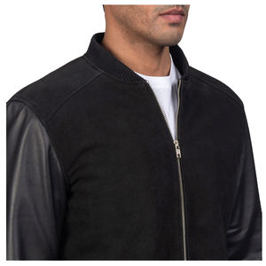 Chaqueta Bomber de Alta Calidad Personalizada al por Mayor para Hombre, Estilo Urbano, Oversize, con Mangas de Cuero, para Universidad y Escuela - Product Image 5