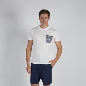 เสื้อยืดคอกลมแขนสั้นสีขาวสำหรับผู้ชาย,สไตล์อิตาลี - Product Image 2