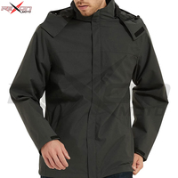 Chaqueta Impermeable Ligera Unisex con Capucha y Cuello Alto, de Lona, para Exteriores, de Secado Rápido y Transpirable, para Senderismo y Viajes
