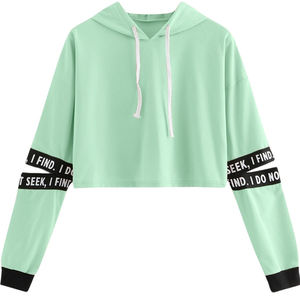 Ladies Blank <b>GYM</b> <b>Long</b> <b>Sleeve</b> Tracksuit Crop <b>Tops</b> Crop <b>top</b> Sweatshirt Custom LOGO Cropped Hoodies New Arrival Wholesale Cotton - Product Image 4