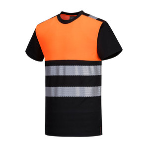 เสื้อเชิ้ตนิรภัยสะท้อนแสงแขนสั้น ระบายอากาศได้ดี ผลิตจากโพลีเอสเตอร์ 100% แห้งเร็ว ป้องกันไฟไหม้ สำหรับควบคุมการจราจร - Product Image 1
