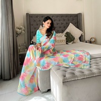 Fournisseur en gros de sari en tissu de soie Rangoli imprimé prisme de meilleure qualité avec pallu contrasté pour les occasions de fête et de mariage