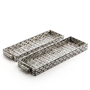 Bandeja de servicio de forma redondeada de madera con acabado de madreperla para la mejor calidad, platos de servidor de comida para desayuno, bandeja de madera para servir - Product Image 6