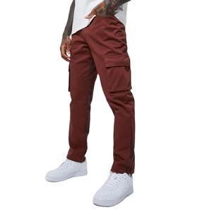 Cómodos pantalones Cargo con dobladillo y cremallera apilada de algodón marrón para hombres y mujeres pantalones Cargo transpirables en MOQ bajo - Product Image 1