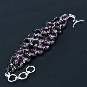 Amethyst Gemstone Handmade 925 Sterling <b>Silver</b> Bracelet <b>Silver</b> Jewelry Unisex Gift Bracelet For <b>Women</b> - Product Image 5
