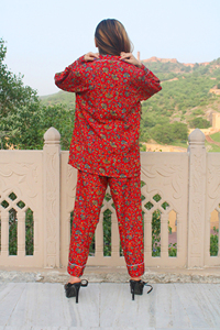 Conjunto de pijama informal bohemio con estampado Floral Summer Breeze 100% tejido de seda polivinílica transpirable cómodo para uso diario y nocturno para mujer - Product Image 6