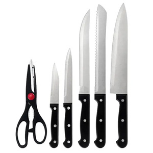 Meilleur couteau en acier Damas fait à la main 6 pièces Ensemble de couteaux de chef Couteaux de cuisine en acier Damas avec Pakawood noir - Product Image 2