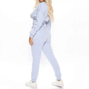 Sweat-shirt de jogging 2 pièces avec logo personnalisé pour femmes Nouveaux sweats à capuche élégants avec survêtement brodé Options de gros - Product Image 3