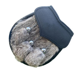 Nueva llegada personalizada piel de conejo Sporran hecho a mano con logotipo y diseño de cuero fagot con frente de tela - Product Image 3