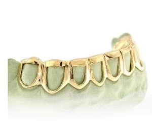 Premium Quality Custom Iced Out Grillz with Moissanite Gold <b>Silver</b> Plated for Upper & Lower Teeth on Sale - Product Image 2