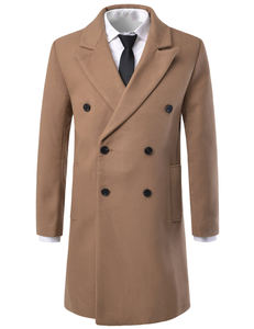 Trench long en laine respirant personnalisé dernier modèle de haute qualité pour hommes manteau d'hiver manteau en laine pour hommes avec bouton à la mode - Product Image 1
