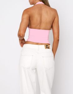 Premium Looking Knitted Sleeveless <b>Sexy</b> Streetwear Knitted <b>Crop</b> <b>Tops</b> Women Solid Halter Neck Camisoles Tank <b>Top</b> - Product Image 3