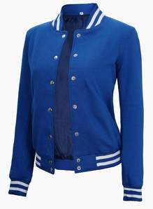 Manteau de couleur contrastée laine pour femme bouton complet varsity unisexe recadrée polaire Letterman Bomber Baseball Varsity Jacket - Product Image 6