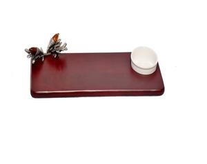 Plateau de service en bois élégant classique de qualité supérieure plateau en forme d'anneau fait à la main avec du métal pour la décoration de fête en gros - Product Image 1