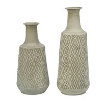 Vase à fleurs en aluminium fait main Art Déco Luxen Home - Grand vase décoratif multicolore Damas Vert-Gris