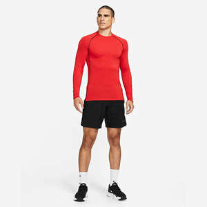 Évacuation de la sueur léger extensible 92% Polyester 8% Spandex rouge hommes coupe ajustée haut à manches longues avec respirabilité intégrée - Product Image 6