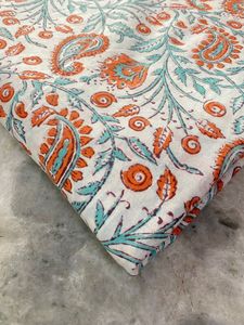 Tissu en coton biologique fait à la main Paisley impression de blocs de style ethnique traditionnel pour la confection de vêtements - Product Image 5