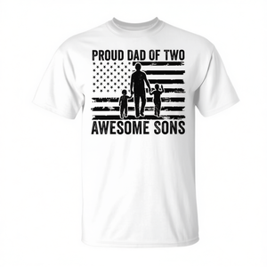 เสื้อยืดคู่สำหรับพ่อและลูกชายสองคน ดีไซน์เท่ๆ สำหรับครอบครัว สนุกสนานและออกนอกบ้าน - Product Image 3