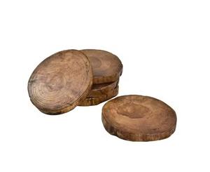 Ensemble de 4 sous-verres en écorce de bois pour boissons chaudes et froides Décoration de mariage rustique et cadeau du fournisseur indien - Product Image 1