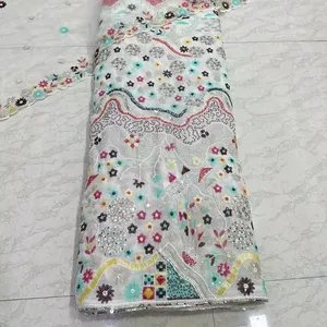 Embroidery Sequence <b>Fabric</b> Designer Fancy Cloth - Product Image 1
