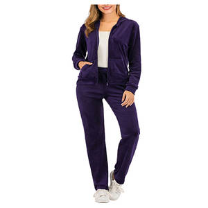 Venta al por mayor de chándales de terciopelo grueso de buena calidad ropa de calle mujer terciopelo personalizado chándal de terciopelo - Product Image 6