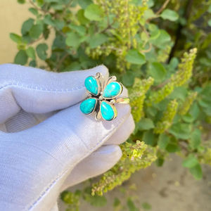 Natural Arizona <b>Turquoise</b> Butterfly <b>Ring</b> 925 Sterling Silver Bohemian Butterfly Jewelry Women Girl Engagement Anniversary Gift - Product Image 2