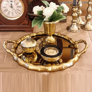 ถาดเสิร์ฟอาหารขอบโค้ง ดีไซน์ทันสมัย คุณภาพสูง ผลิตจากอะลูมิเนียม งานแฮนด์เมด ฐานโลหะ - Product Image 1