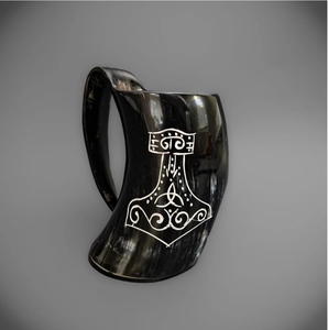 Tasse à boire de bière en corne de boeuf de buffle polie écologique fabriquée à la main du fabricant direct Style religieux Artisanat d'animaux naturels - Product Image 2