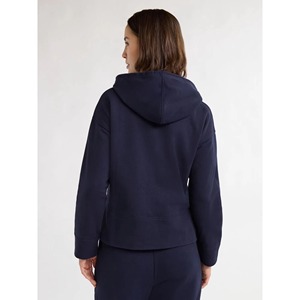 เสื้อสวมหัวมีฮู้ดของผู้หญิงผ้าฟลีซโพลีเอสเตอร์/ ผ้าฝ้ายสีทึบสไตล์วินเทจ - Product Image 3