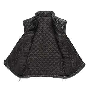 Gilet en cuir authentique coupe-vent pour homme, fermeture à boutons, pour la conduite en moto, vêtements d'extérieur, design matelassé, fabriqué au Pakistan - Product Image 6