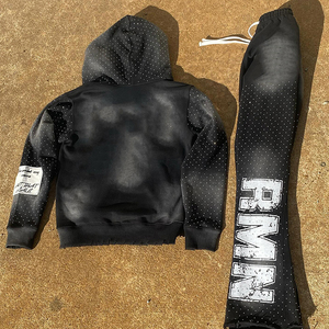 Ensemble de survêtement unisexe avec strass, vêtements de sport haut de gamme, fabricant de commandes en gros - Product Image 3