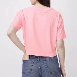 Camiseta corta de manga corta transpirable de verano con logotipo personalizado, Camiseta corta de estilo informal teñida Lisa para mujer - Product Image 2