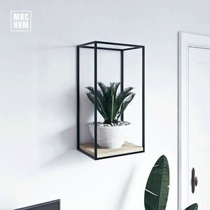 Étagère murale en métal en bois rectangulaire Portable légère belle décorative pour cuisine salon salle de bain armoire - Product Image 5