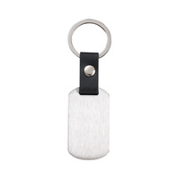 Logo personnalisé texte PU cuir chaîne métal blanc porte-clés Laser graver UV impression bricolage rectangulaire en acier inoxydable charme porte-clés