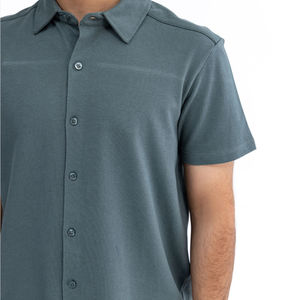 Personnalisable été décontracté piqué coton chemise pour hommes 100% respirant anti-rétrécissement anti-rides écologique imprimé vert sauge - Product Image 3