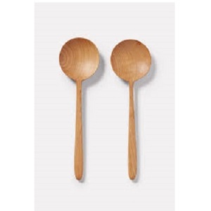 Petits ustensiles de service en bois brun naturel écologiques avec logo personnalisable pour salades et fruits - Product Image 1