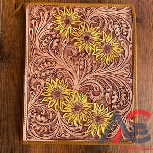 Famous Brand Designer Hand Tooled Leather Women Clutch Hair on Cowhide Money Credit Card Holders Western Floral Wristlet Wallets - Product Image 1