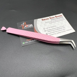 65 degrés mince botte fibre cils pince à épiler durable en acier inoxydable pointu mat bébé rose coeur Volume extension pince à épiler - Product Image 1
