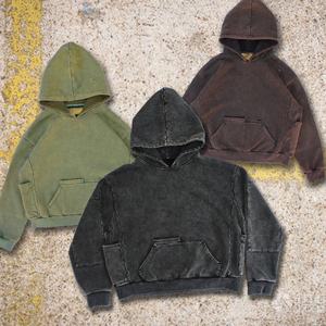 Vente en gros par le fabricant sweats à capuche d'hiver en coton épais style boxe lavé sweats à capuche vintage cargo surdimensionné pour hommes - Product Image 2