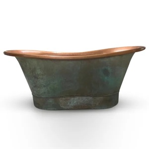 Baignoire en cuivre martelé au design moderne pour la maison, les hôtels et les restaurants – Luxe, faite à la main, à encastrer, avec drain central pour salle de bain - Product Image 4