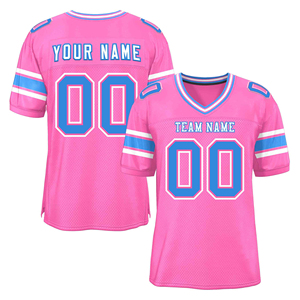 Maillots de football américain imprimés grande taille à manches courtes, couleur rose, en maille de polyester respirante pour l'entraînement sportif – Vente en gros - Product Image 1