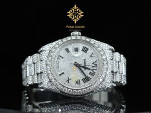 Montre mécanique de luxe pour homme en moissanite, diamant de laboratoire de haute qualité, noir VVS, sertie de zircon cubique, style hip-hop, personnalisable - Product Image 2