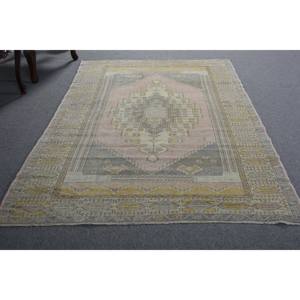 Alfombra de lana hecha a mano amarilla Beige clásica 4,2X7,8 pies diseño de retazos turcos pasillo Rectangular de látex para sala de estar dormitorio 4M - Product Image 4