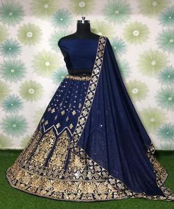 Nuevo atractivo aspecto rico ropa de boda Georgette tela lehenga choli con dupatta mujeres indias usan semi-cosido al por mayor Sur lehenga choli - Product Image 6