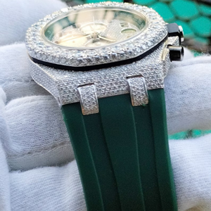 Más vendidos diseño personalizado esfera redonda doble tono Hip Hop busto abajo Chrono correa de goma VVS Moissanite reloj deportivo al aire libre para hombres - Product Image 3