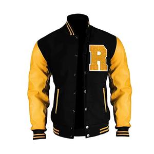 Logotipo personalizado de alta calidad chenille bordado patchwork streetwear invierno bomber béisbol chaqueta universitaria de cuero para los hombres - Product Image 2